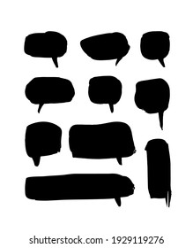 Burbujas de voz gruesas de ilustraciones de arte vectorial. Conjunto de objetos de pintura dibujados a mano para el diseño. Dibujo abstracto de pincel. 