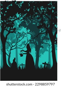 Vector art illustration with a halloween theme suitable for wallpaper or background design