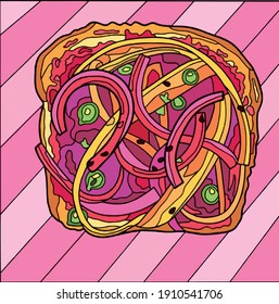 Vector art illustration of healthy food with bread as its carbohirat