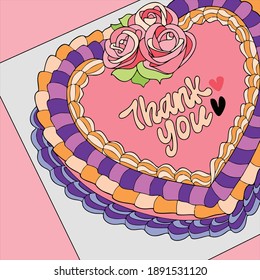 Vector art illustration of a heart shaped cake symbolizing love