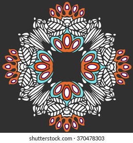 vector art illustration with indian boho mandala. flower fantasy icon.
