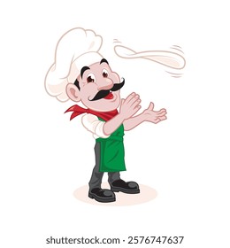 Vector Art Illustration of Italian Pizza Chef