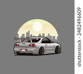 Vector art illustration of jdm car, japanese sport car. Best for automotive tshirt design