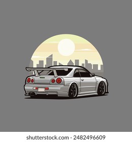 Vector art illustration of jdm car, japanese sport car. Best for automotive tshirt design