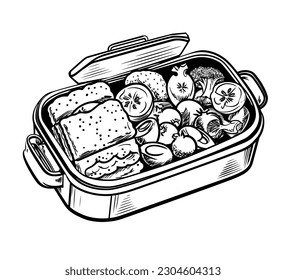 Vector Art Illustration, Lunch Box, Lineart