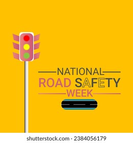 Ilustración de arte vectorial sobre el tema de la semana nacional de seguridad vial que se celebra cada año en noviembre