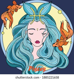 Vector art illustration of Pisces zodiac symbol