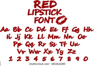 Vector art illustration of the red lipstick font, English alphabet