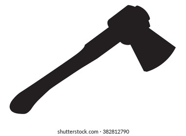 Vector art illustration silhouette Axe with a wooden handle
