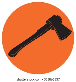 Vector art illustration silhouette of the Axe with a wooden handle