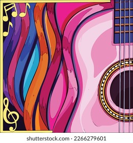 Vector art illustration of six guitars neatly arranged