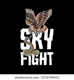 Vector Art Illustration of Snake Eagle Tattoo Skull And Sword