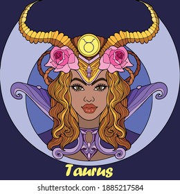 Vector art illustration of Taurus zodiac symbol