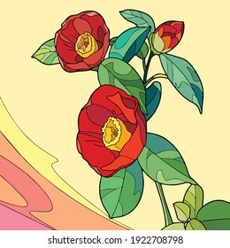 Ilustración vectorial de tres rosas con sus tallos
