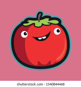 Vector Art Illustration. Vector Vegetable. Vector Tomato Character