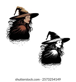 Vector art illustration of witch 