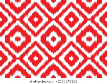 Vector Art IllustrationIkat Ethnic abstraction in red and white tone diamond pattern pattern. For backgrounds, design, textiles, fashion, decoration, carpets, pillowcases, art, creativity.