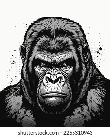 Vector Art Illustrations of an angry gorilla face 