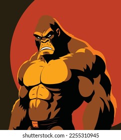 Vector Art Illustrations of an angry gorilla face 
