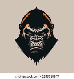 Vector Art Illustrations of an angry gorilla face 