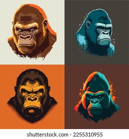 Vector Art Illustrations of an angry gorilla face 