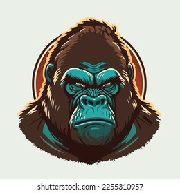 Vector Art Illustrations of an angry gorilla face 