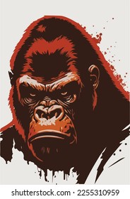 Vector Art Illustrations of an angry gorilla face 