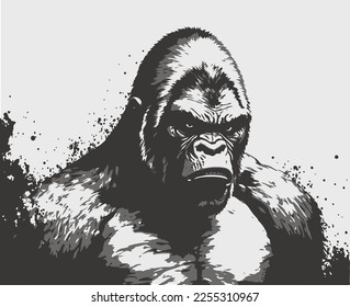 Vector Art Illustrations of an angry gorilla face 