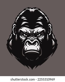 Vector Art Illustrations of an angry gorilla face 