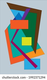 Vector art illustrations with geometric shapes.