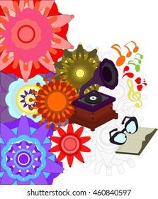 vector art image is a dream , harmony , happiness , musical collage