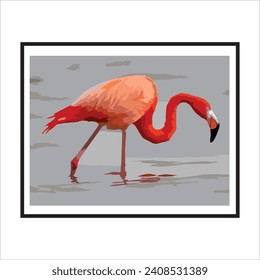 vector art image of a flamingo bird