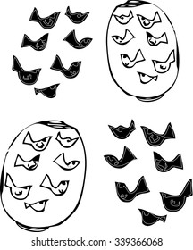 vector art of imagination bird and black bird design