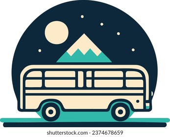 Vector art, including a van and mountains, for creative design projects. High-quality, customizable graphics.