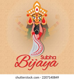 Arte vector del festival indio de Bengala Feliz Bijaya Dashami 