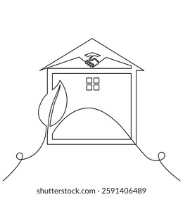 Vector art isolated on a continuous one-line drawing of ecology sustainable nature planet