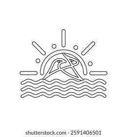 Vector art isolated on a continuous one-line drawing of ecology sustainable nature planet