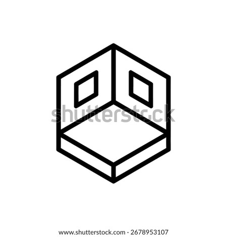 Vector art of isometric room corner in a linear style line icon vector illustration