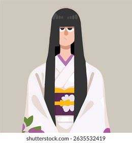 Vector art of Japanese woman in traditional kimono illustration