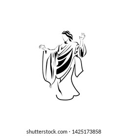 vector art jesus line drawing