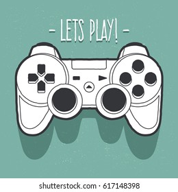 Vector art of joystick. Doodle style vector gamepad.