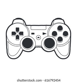 Vector art of joystick. Vector gamepad isolated on white. Line art illustration.