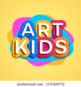 Vector art kids logo colorful style for banner, game zone, kids shop, baby club, children school, clothes company, toys shop, toy market, cafe, education club, kid store, firm, cartoon label. 10 eps