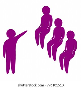 Vector art of a lecture group with four humanoid figures.  Each figure is its own vector  Individual figures and set also available.  Transparent background in vector file.