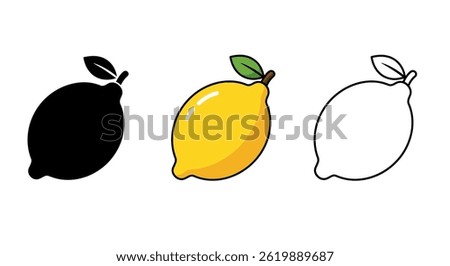 Vector Art Lemon Icon Set With Color Variations