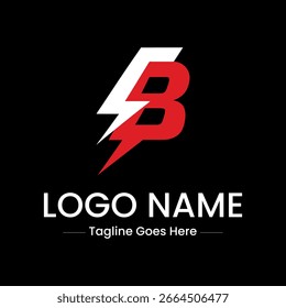 Vector art of letter b logo with lightning bolt design