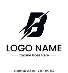 Arte vetorial do logotipo da letra b com efeito de barra abstrata isolado no fundo branco