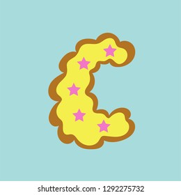 vector art letter cake bakery protucts yellow glaze