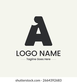 Arte vectorial de la letra un logotipo con forma de corte abstracto, aislado sobre fondo blanco