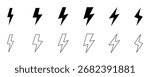 Vector art of lightning bolt sign set. thunders storm icon set